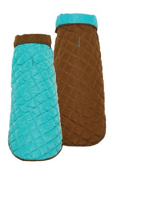 DIAMOND QUILTED COAT Aqua/Brown