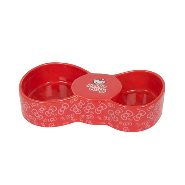 HELLO KITTY BOWTASTIC CERAMIC FEEDING BOWL (2 SECTIONS)