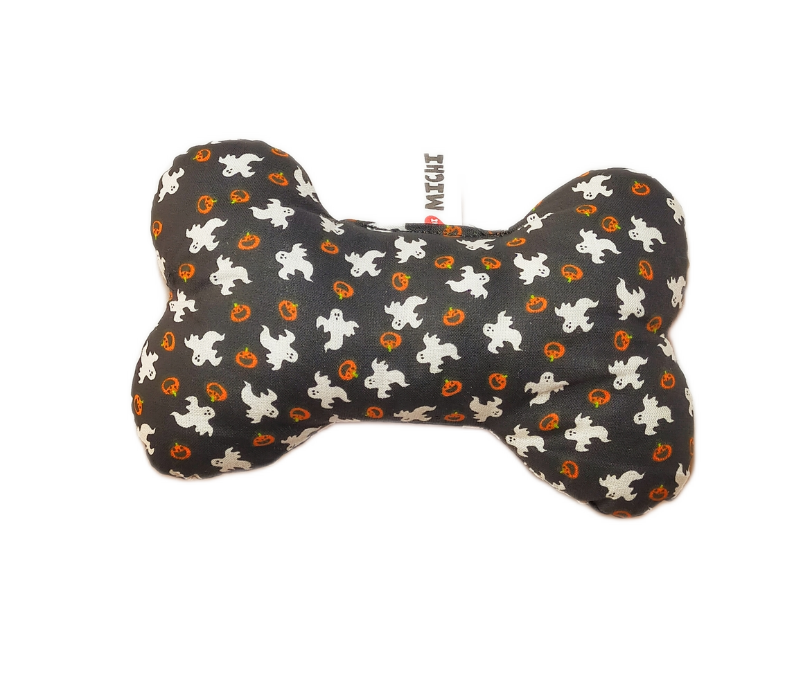 MICHI GIOCO OSSO Halloween Ghosts And Pumpkins Toy Bone con squeaker incluso