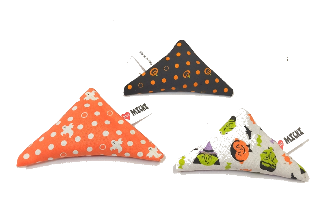 MICHI Set di 3 Giochi per gatti triangolino Halloween  Catnip Toy Triangle Set of 3