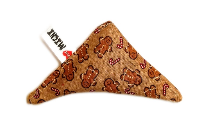GINGERBREAD CAT TOY TRIANGLE MICHI GIOCHI PER GATTI TRIANGOLINO NATALE CON ERBA GATTA